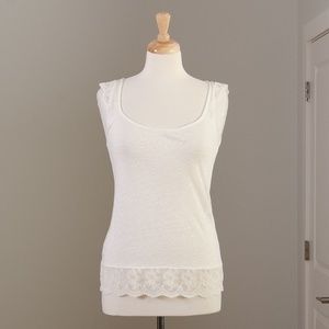 [NAF NAF] lace trim linen tank